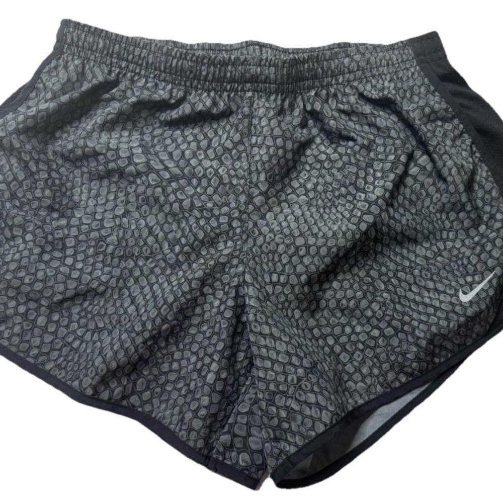 Nike Women’s Dri-FIT Running Shorts – Gray Reptile Print  Lined with Drawstring